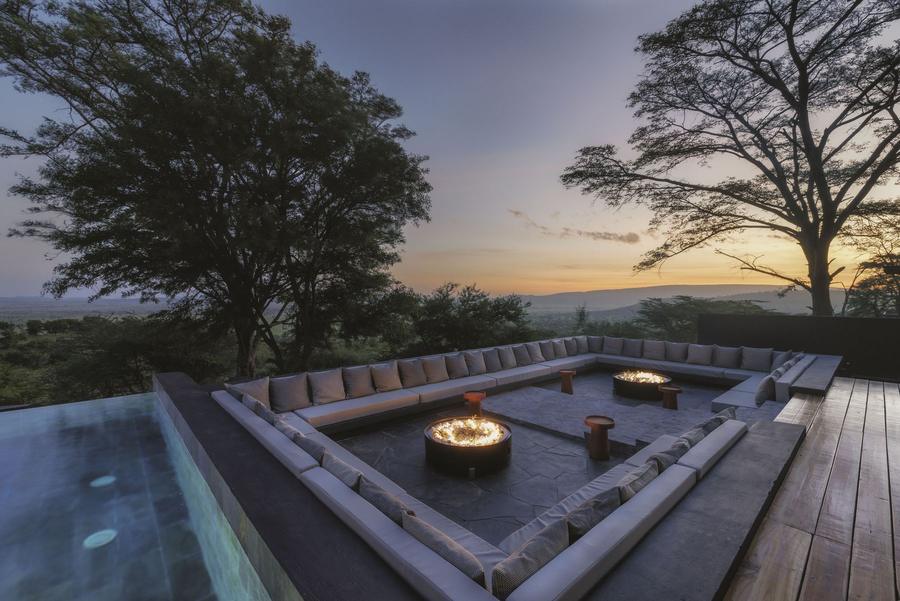 Fire, water and the Serengeti at dusk, Central Serengeti