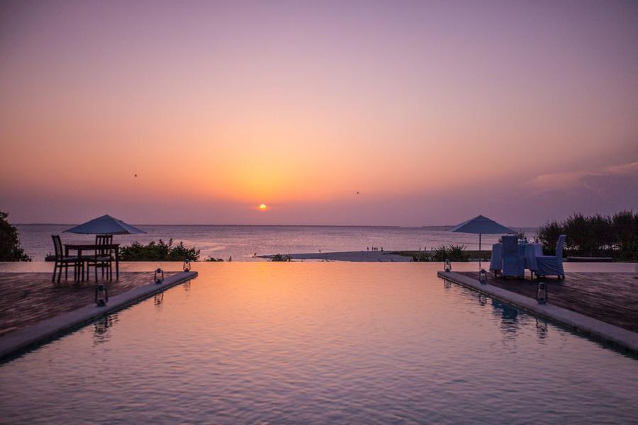 Sunset from the edge of the pool, Zanzibar, north-west coast