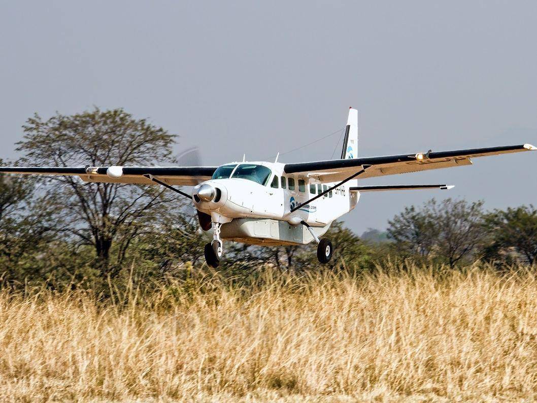 A private aircraft on a bush airstrip
