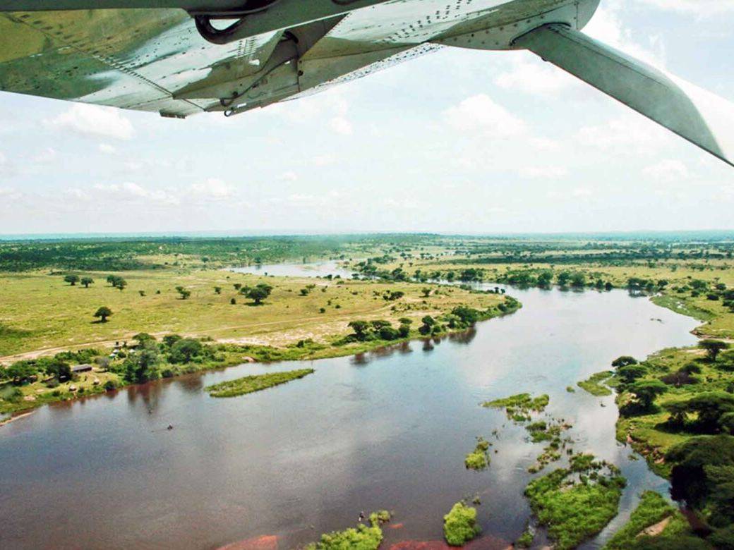 Light aircraft over the Serengeti plains